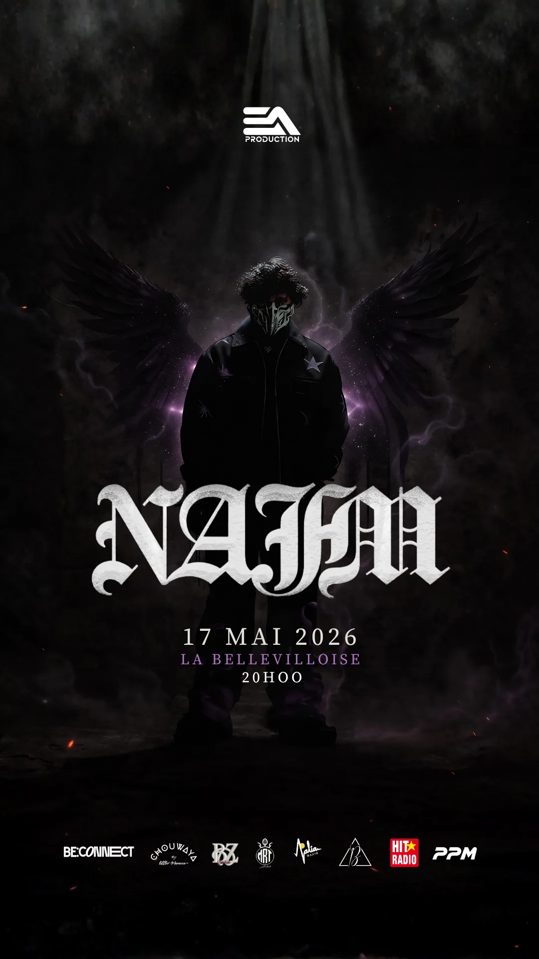 Affiche du concert de Najm à La Bellevilloise, format story